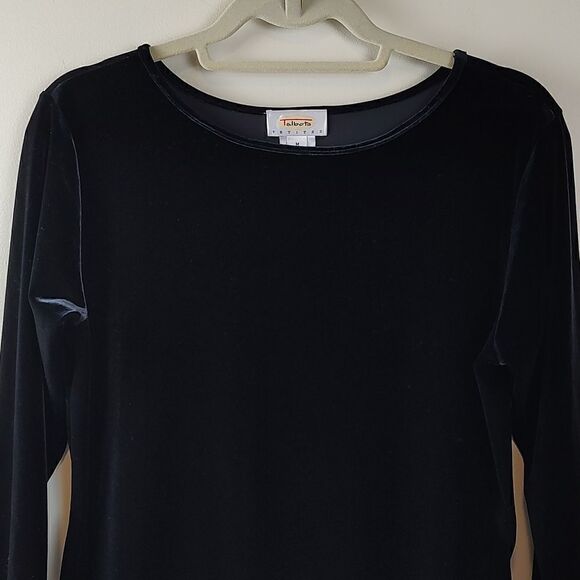 Talbot's Petites 3/4 Length Sleeve Black Velvet Blouse Top Size MP - Picture 6 of 8